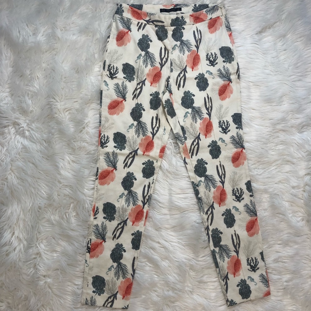 Zara Basic | Coral Seahorse print cropped pant